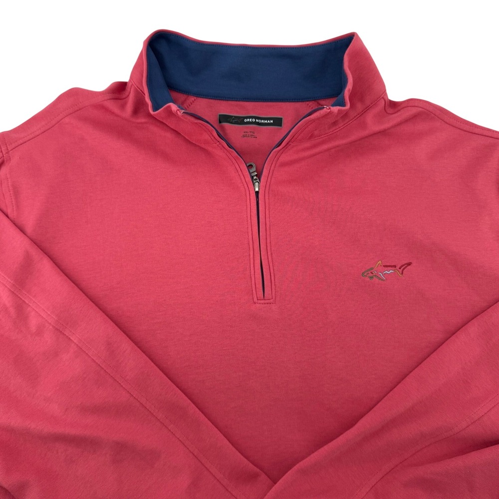 Greg Norman 1/4 Zip Pullover Mens XXL Classic Golf Shark Logo Red Long Sleeve - Picture 2 of 10